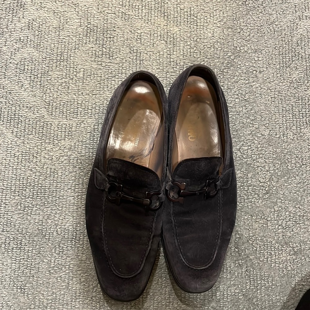 Navy Salvatore feragamo loafers with buckle. Size 8d runs like a size 9